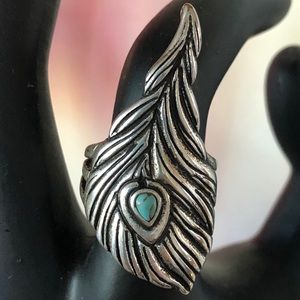 Lucky Brand Ring Size 7 Silver Tone Faux Turquoise